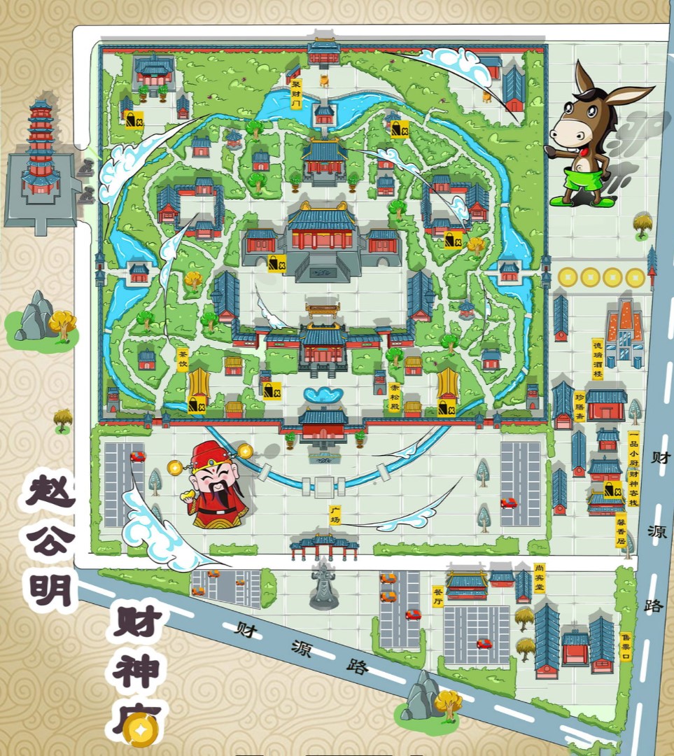 泉港寺庙类手绘地图